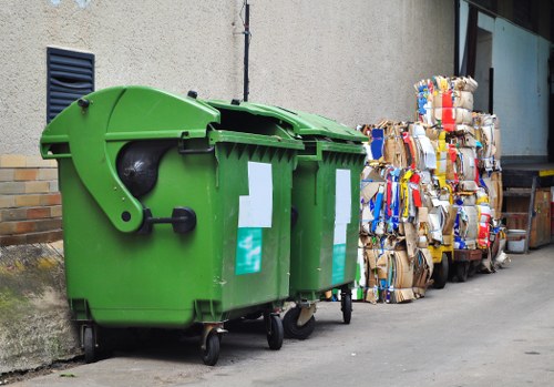 Construction site with waste materials being cleared
