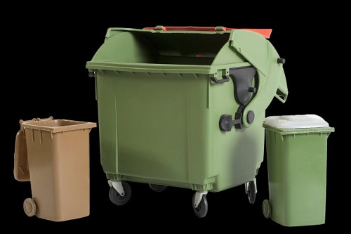 Professional construction waste clearance team at work